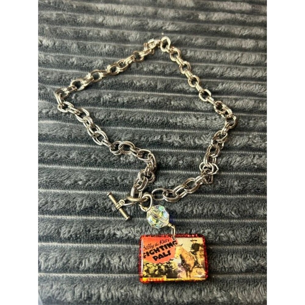 Western Billy the Kid’s Fighting Pals Acrylic Pendant Necklace